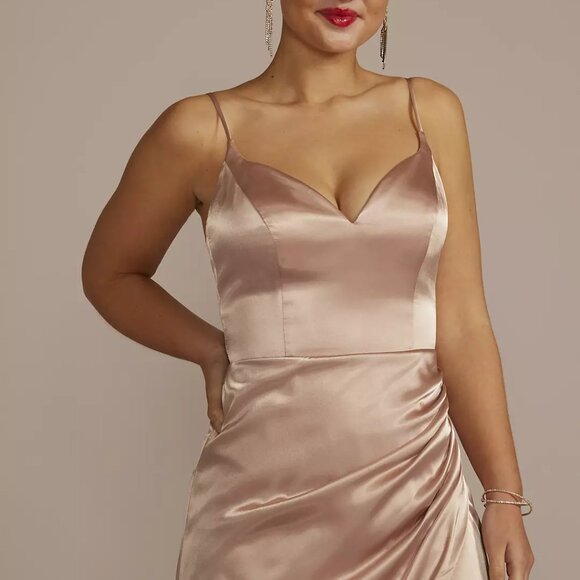 NWT Galina Signature  Spaghetti Strap Draped Charmeuse Dress - Picture 2 of 6